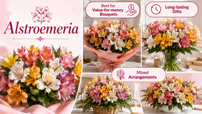Colorful alstroemeria flower bouquets and arrangements showcasing their long-lasting beauty, value for money, and suitability for gifts and special occasions.