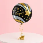 Round mixed colour foil balloon with 'congrats' message